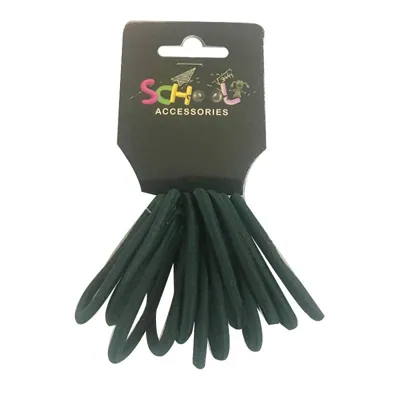 School Dark Green Hair Bands 12pc