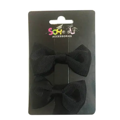 School Black Hair Bow Clip 2pc