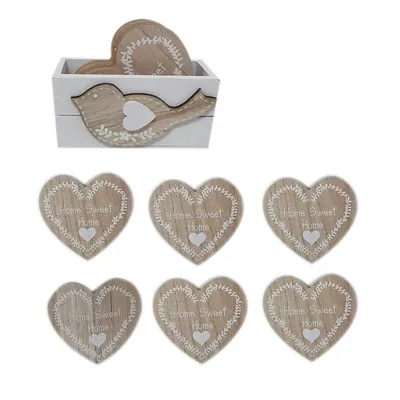 Wooden Coaster Set — Love Heart Bird