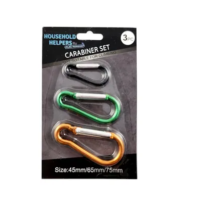Carabiner Hook 3pc Set 45/65/75mm