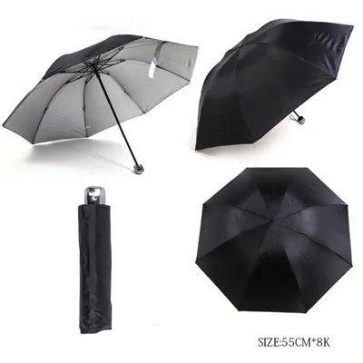 Rain Umbrella 3FOLD 55CMX8K Black