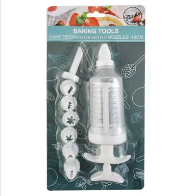 Baking Cake Decorator with 8 Nozzles 16cm Plastic