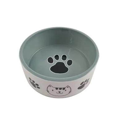 Ceramic Pet Bowl 12.7x4.8cm Cat & Paw Dsn
