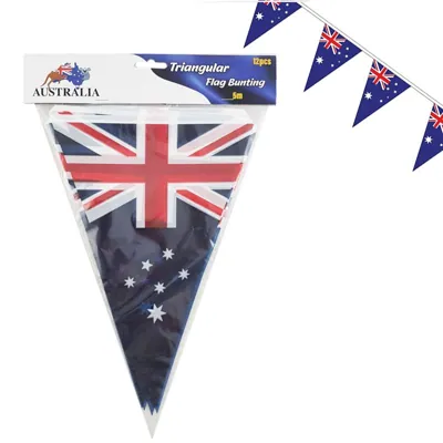 Australia Bunting 12pc Triangular Flag 20x25cm on String 5m Long