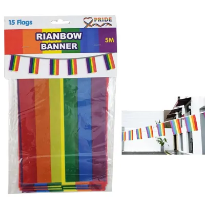 Rainbow Banner 15pk 14x21cm 5m Long