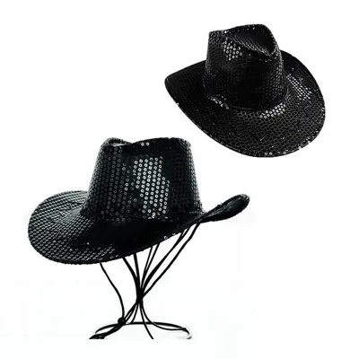 Party Hat Cowboy Sequin Black