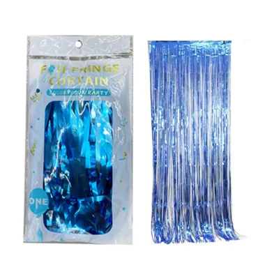 Foil Fringe Curtain 1x2m Blue