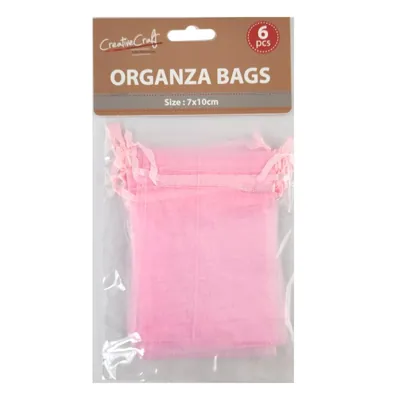 Craft Organza Bag 6pk 7x10cm L. Pink