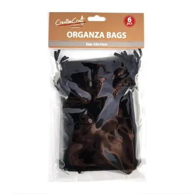 Craft Organza Bag 6pk 10x14cm Black