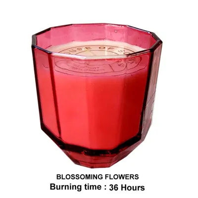 GLASS CANDLE D8.8xH9cm Blossoming Flowers 200G