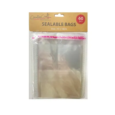 Cello Bags Sealable 60pk 13X18cm