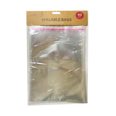 Cello Bags Sealable 40pk 16X24cm