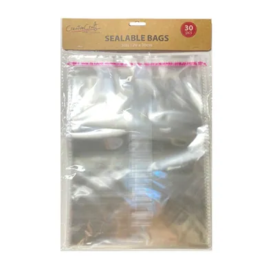 Cello Bags Sealable 30pk 20X30cm