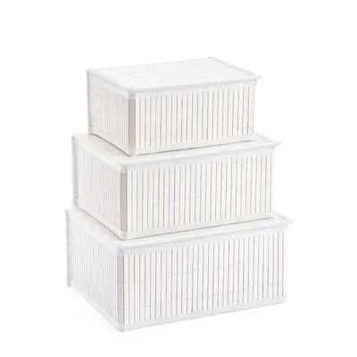 S/3 Bamboo Storage Basket With Cover 32X25X15CM