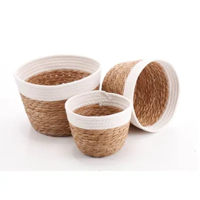 S/3 Seagrass/cotton Rope 25x18cm