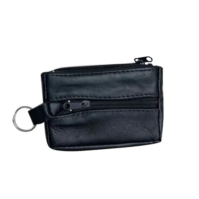 Leather Key Purse with Zippers 10x6.5cm