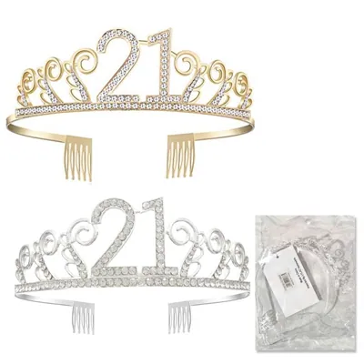 Party Tiara Crystal "21" Mix 6 Each Colour