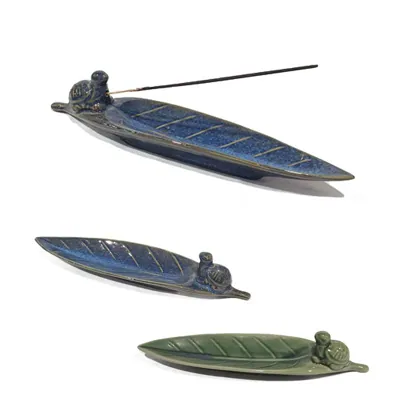 Ceramic Incense Holder Leaf Dsn 6x25cm