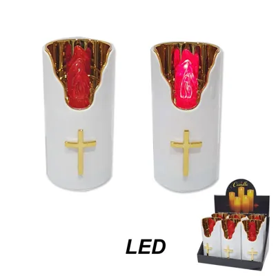 LED Candle Cross 7.5x15cm