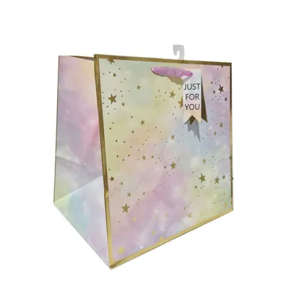 Gift Bag Gold Frame 33*33*25cm Wide Base