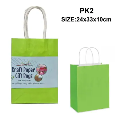 Gift Bag Kraft Paper PK2 Green 24X33X10CM