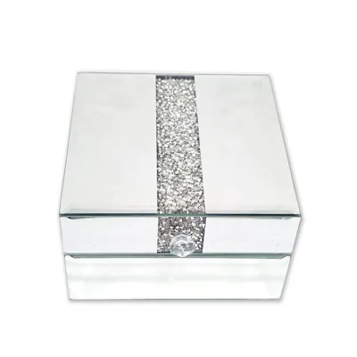 Glass Jewelley Box 12.7x12.7x7.5cm Jewel Mirror