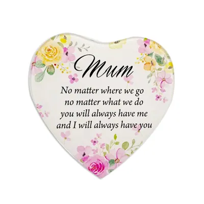 Glass Plaque w/Stand Heart Shape 15cm Mother
