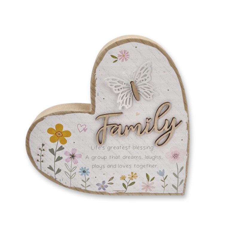 Wooden Heart Plaque 18x18x2.5cm Family — photo 1 of 1