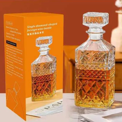 Glass Whisky Bottle 1000ml Clear