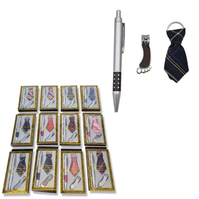 Gift Set Mini Tie Keyring + Pen + Nailclipper