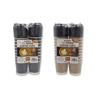Paper Coffee Mugs with Lids 20pk 120ml