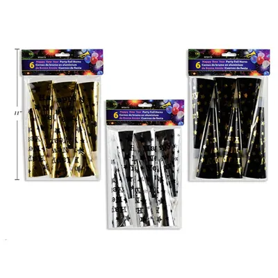 New Year Party Foil Horn 6pk