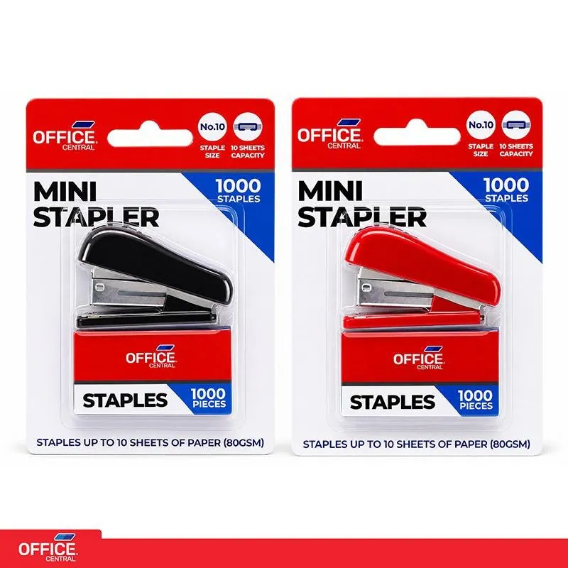 Stapler Mini Size with 1000 Staples 2 Assorted Colours in Carton (Red & BLack) – image 4