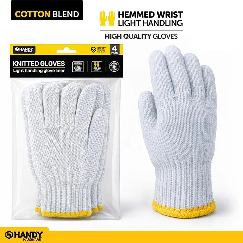 Gloves Knitted Poly Cotton Blend 4 Pair – image 2