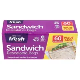 Kitchen Consumables Sandwich Bags Snap Seal 60pk 16cm X 17cm – image 1