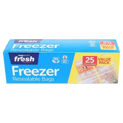 Kitchen Consumables Freezer Bags Snap Lock 25pk 17.5 Cm X 22 Cm