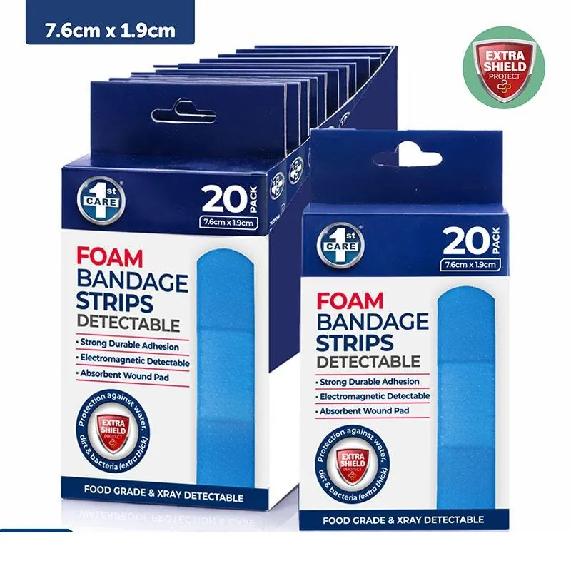Bandage Strips Blue Electromagnetically and Visually Detectable 7.6cm X 1.9cm 20pk - Foam – image 4