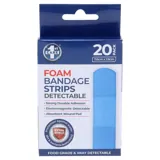 Bandage Strips Blue Electromagnetically and Visually Detectable 7.6cm X 1.9cm 20pk - Foam – image 1