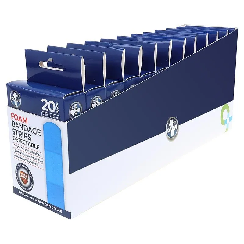 Bandage Strips Blue Electromagnetically and Visually Detectable 7.6cm X 1.9cm 20pk - Foam – image 3