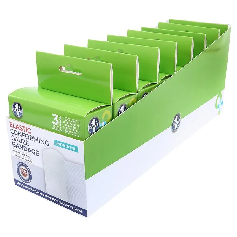 Conforming Gauze Bandages Non-Adhesive 3pk - Sizes: 7.5cm X 2m, 6cm X 2m, 5cm X 2m (4m Stretched) – image 3