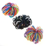 Hair Elastic Ties Medium Ø4cm (Metal Clasp) 60pk/Tub - 3 Colour Packs: Glitter, Coloured, Neutral – image 1