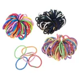 Hair Elastic Ties Medium Ø4cm (Metal Clasp) 60pk/Tub - 3 Colour Packs: Glitter, Coloured, Neutral – image 2