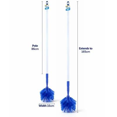 Halloween Cobweb Ceiling Brush with Telescopic Extendable Handle - Extends From (90cm - 165cm)