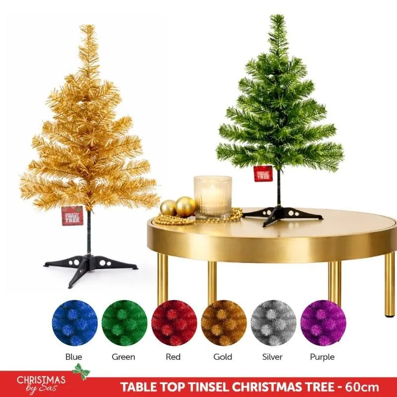 Christmas Tree Tinsel 60cm 50 Tips Purple, Silver, Gold, Red, Green & Blue – image 4