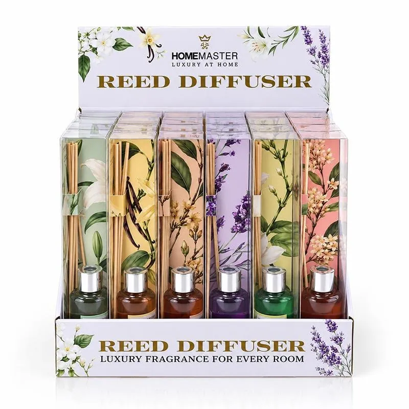 Reed Diffuser 50ml Glass Bottle with Bamboo Sticks - 6 Assorted Scents - Vanilla, Lavender, Jasmine, Sandalwood, Cinnamon & Lilly – image 4