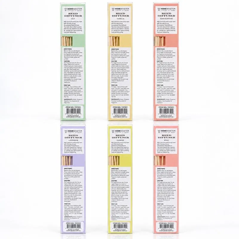 Reed Diffuser 50ml Glass Bottle with Bamboo Sticks - 6 Assorted Scents - Vanilla, Lavender, Jasmine, Sandalwood, Cinnamon & Lilly – image 2