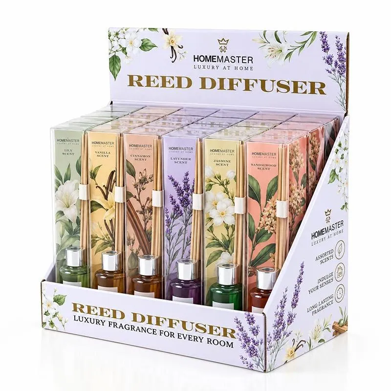 Reed Diffuser 50ml Glass Bottle with Bamboo Sticks - 6 Assorted Scents - Vanilla, Lavender, Jasmine, Sandalwood, Cinnamon & Lilly – image 3
