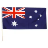 Australian Flag with Wooden Pole 90cm X 45cm Pole 1cm X 76cm – image 1