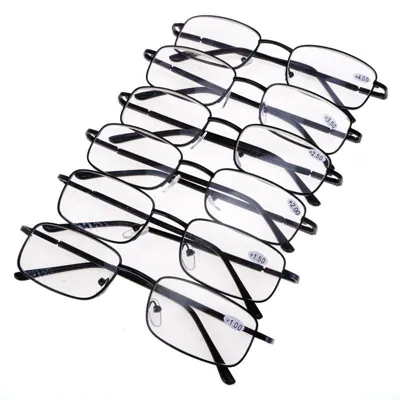 Reading Glasses Numbered with Case - Metallic Frame - Assorted Available Strengths +1 (2pc) +1.5 (4pc), +2 (5pc), +2.5 (5pc), +3 (4pc), +3.5 (2pc), +4 (2pc)