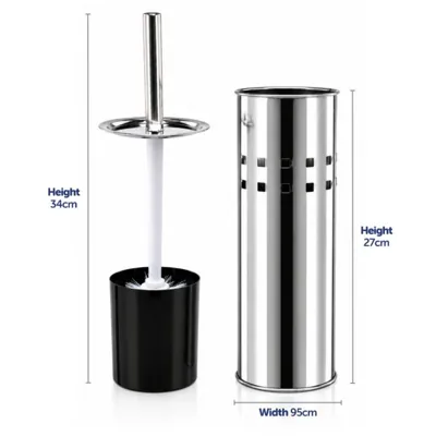 Toilet Brush Set with Holder - Stainless Steel